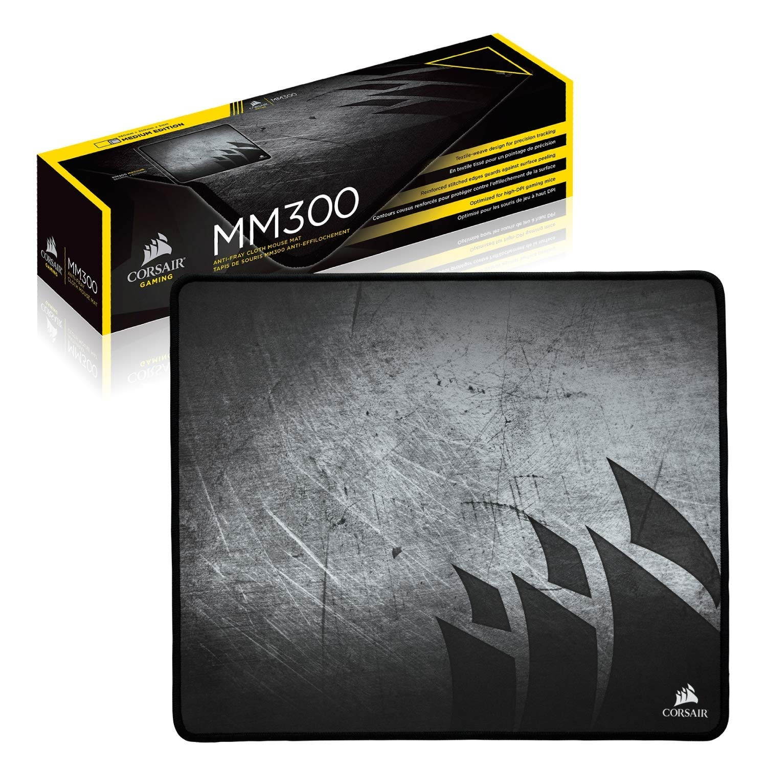 Corsair MM300 - Anti-Fray Cloth Gaming Mouse Pad - High-Performance Mouse Pad Optimized for Gaming Sensors - Designed for Maximum Control - Medium, Multi, Model Number: CH-9000106-WW