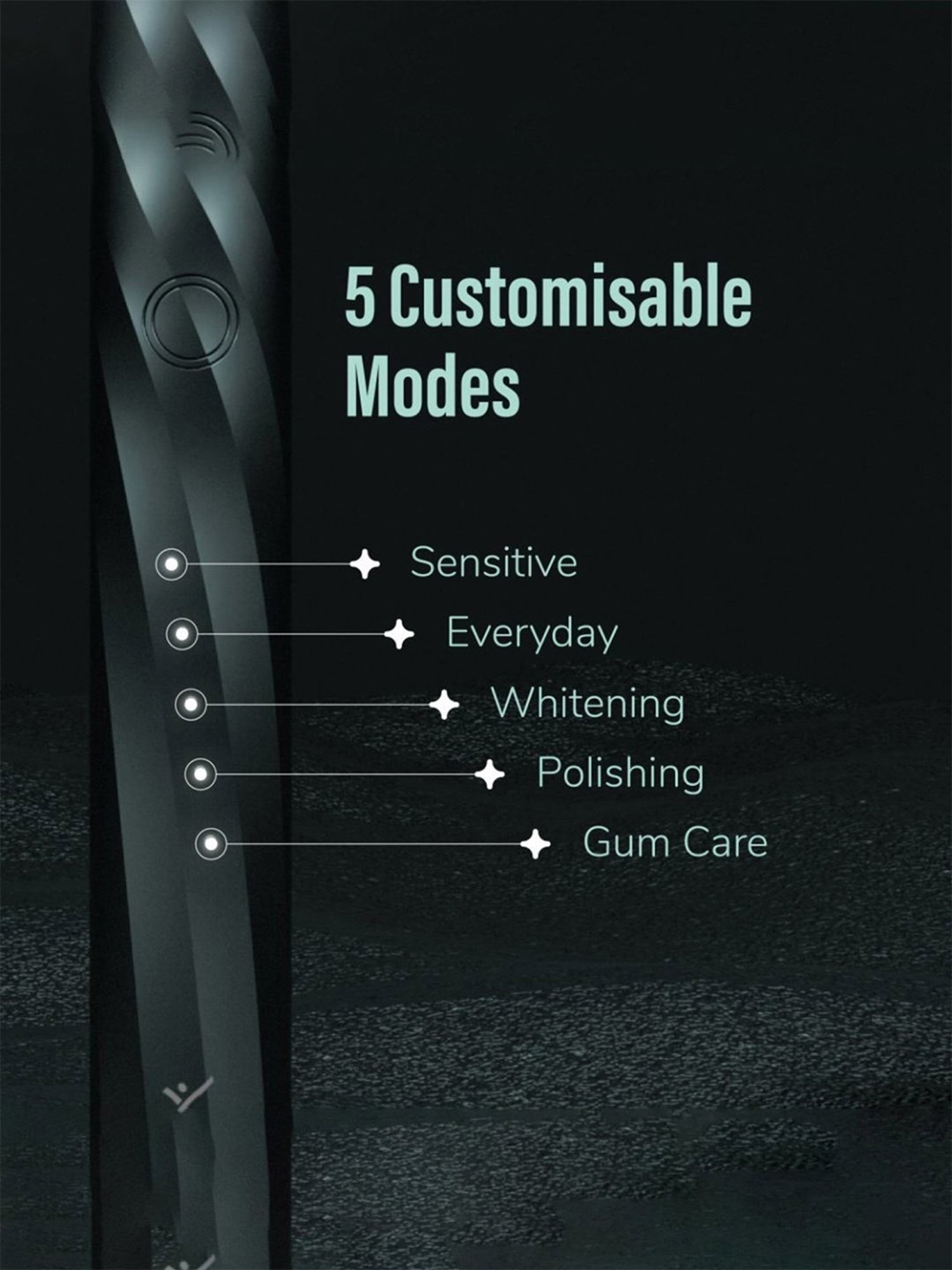 Caresmith SPARK Infinity Electric Smart Toothbrush with 3 Brush Heads & Travel Case (Black)