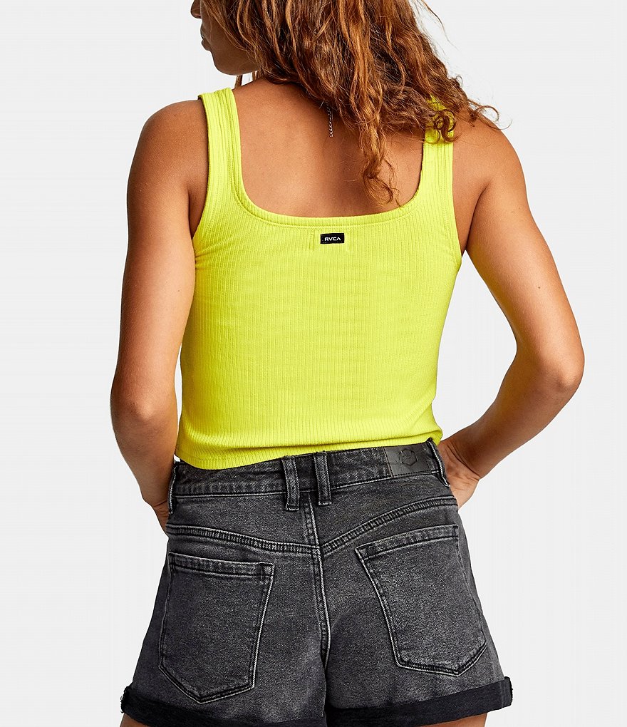 RVCA Concourse Sleeveless Cropped Rib-Knit Tank Top