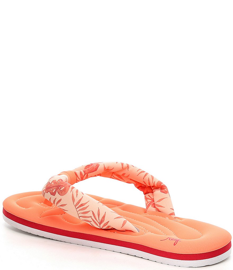 Reef Girls' Pool Float Palm Print Flip Flops (Youth)
