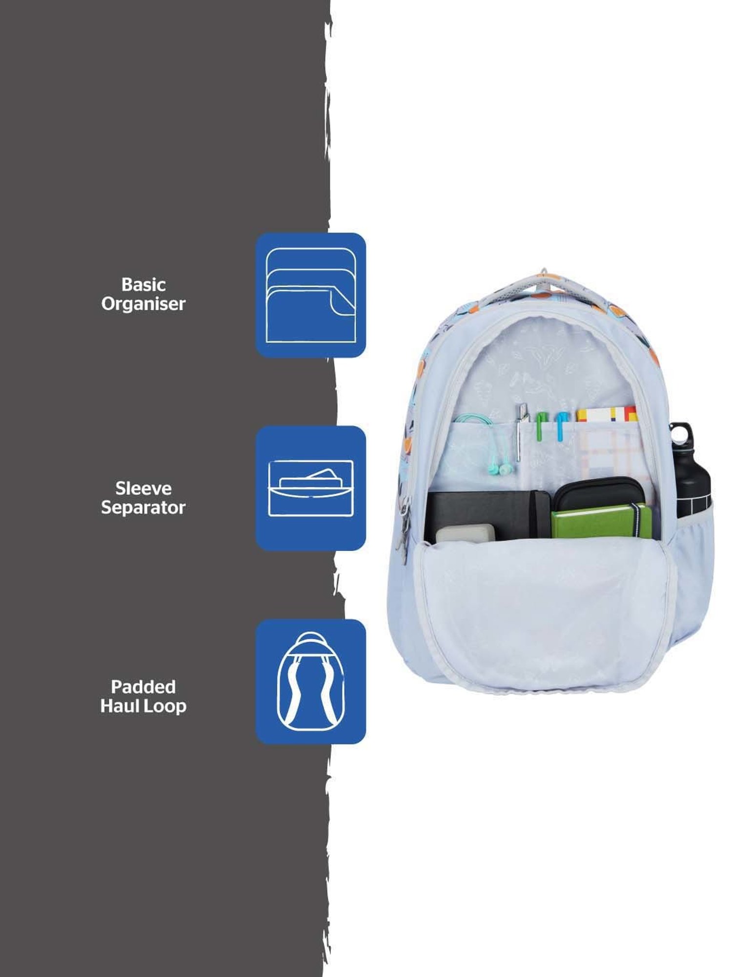 Wiki 27.5 Ltrs Grey Medium Backpack