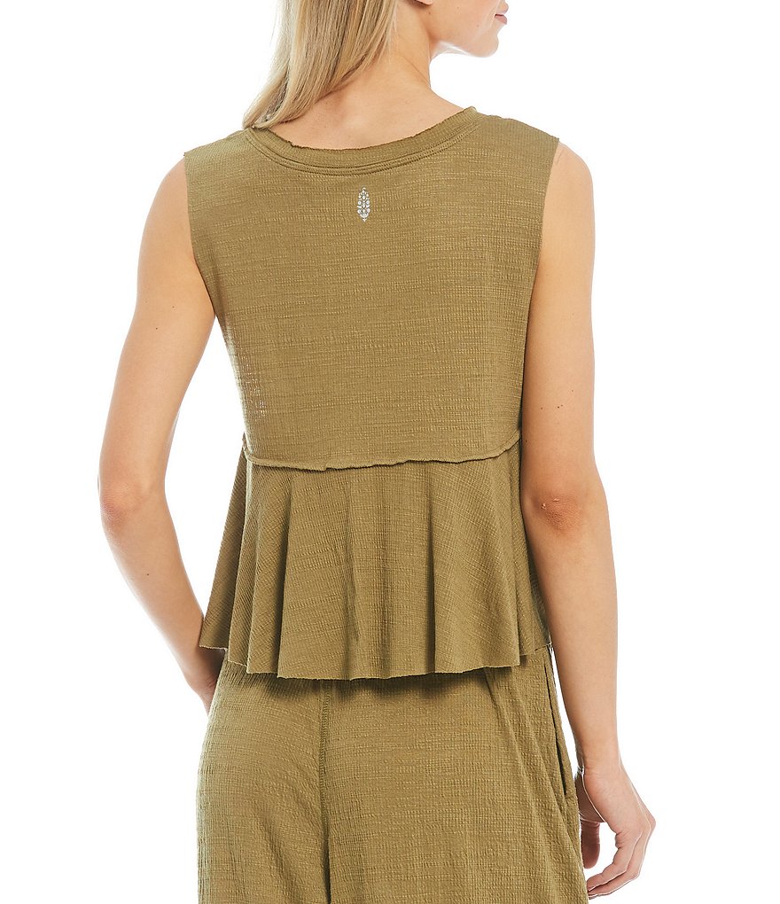 J.McLaughlin Durham Sleeveless Ruffle V-Neck Denim Blouse