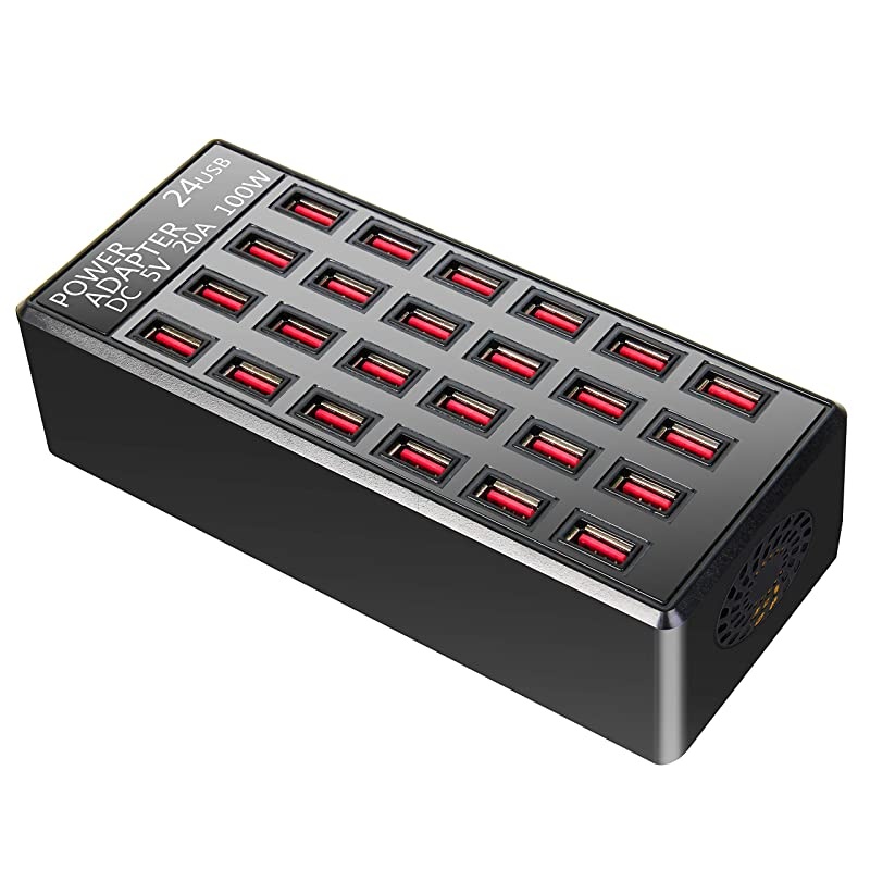 24(20A) Port USB Fast Charging Station,Travel Desktop USB Rapid Charger,Multi Ports Charging Station Organizer Compatible with Smartphones,Tables, and More Devices,fit School,mall,Hotel,Shop