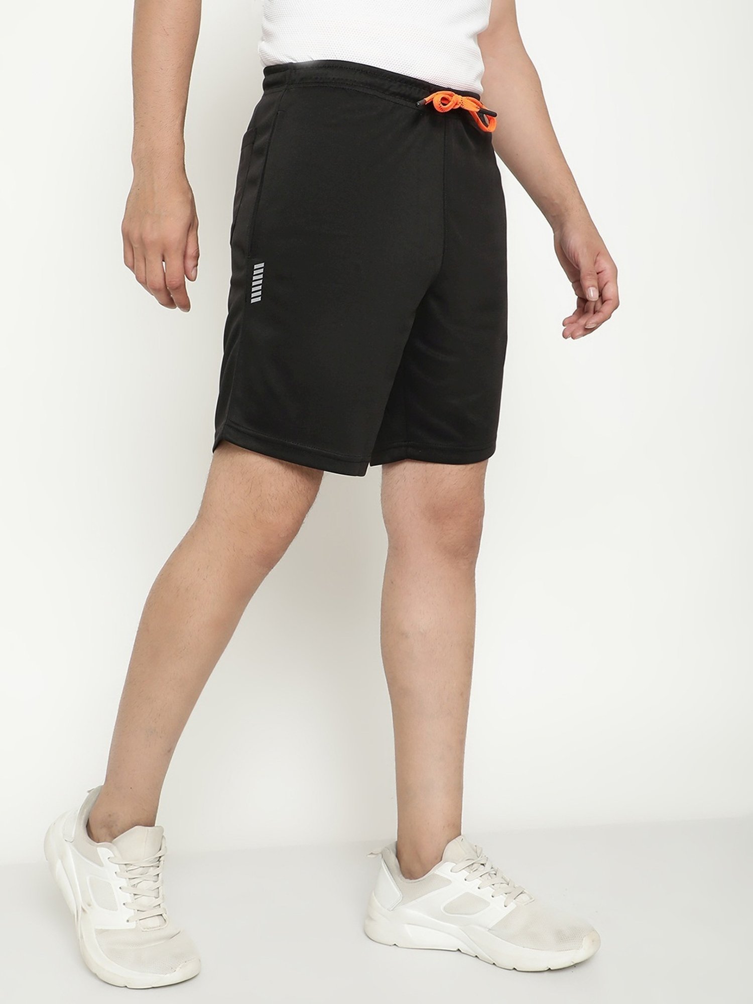 Octave Black Cotton Regular Fit Printed Shorts