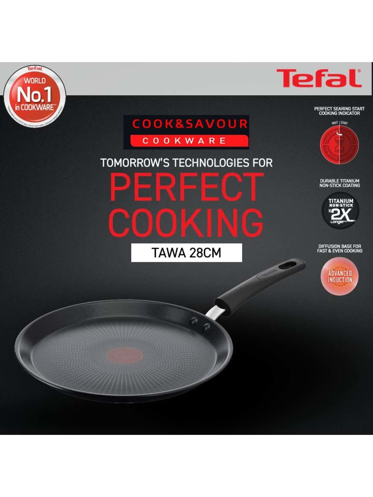 Tefal Cook and Savour Black Aluminium 28 cm Non-Stick Tawas (1 L)