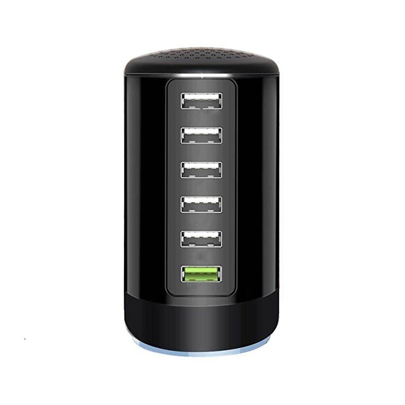 Charge 30 USB Wall Charger 6 Ports Desktop QC 30 USB Hub Charging Station Multi USB Charger Fast Charging Compatible with PhonesTablets Smartphones and MoreAll Black