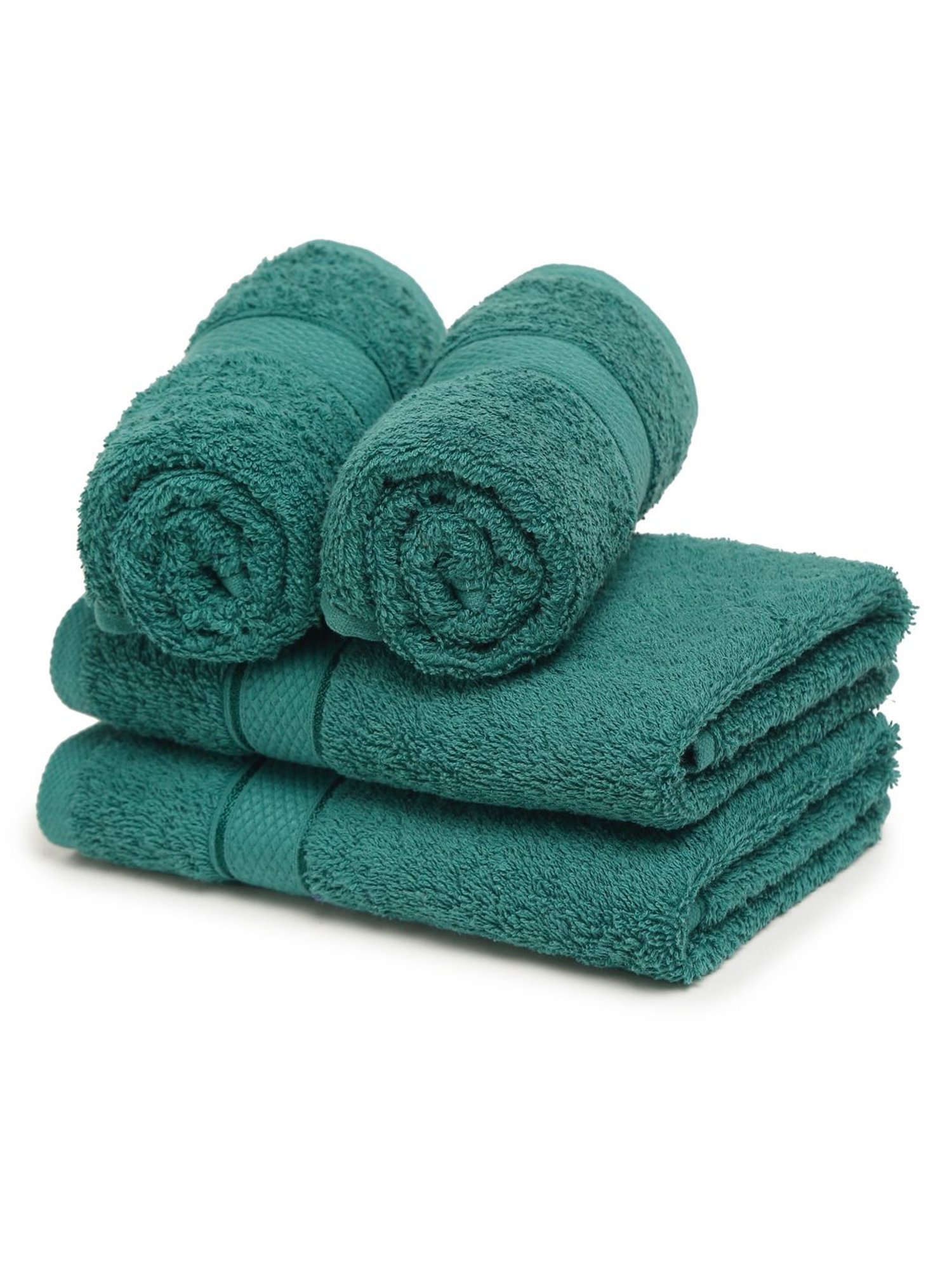Creeva Dark Green 525 GSM Cotton Hand Towel Set of 4