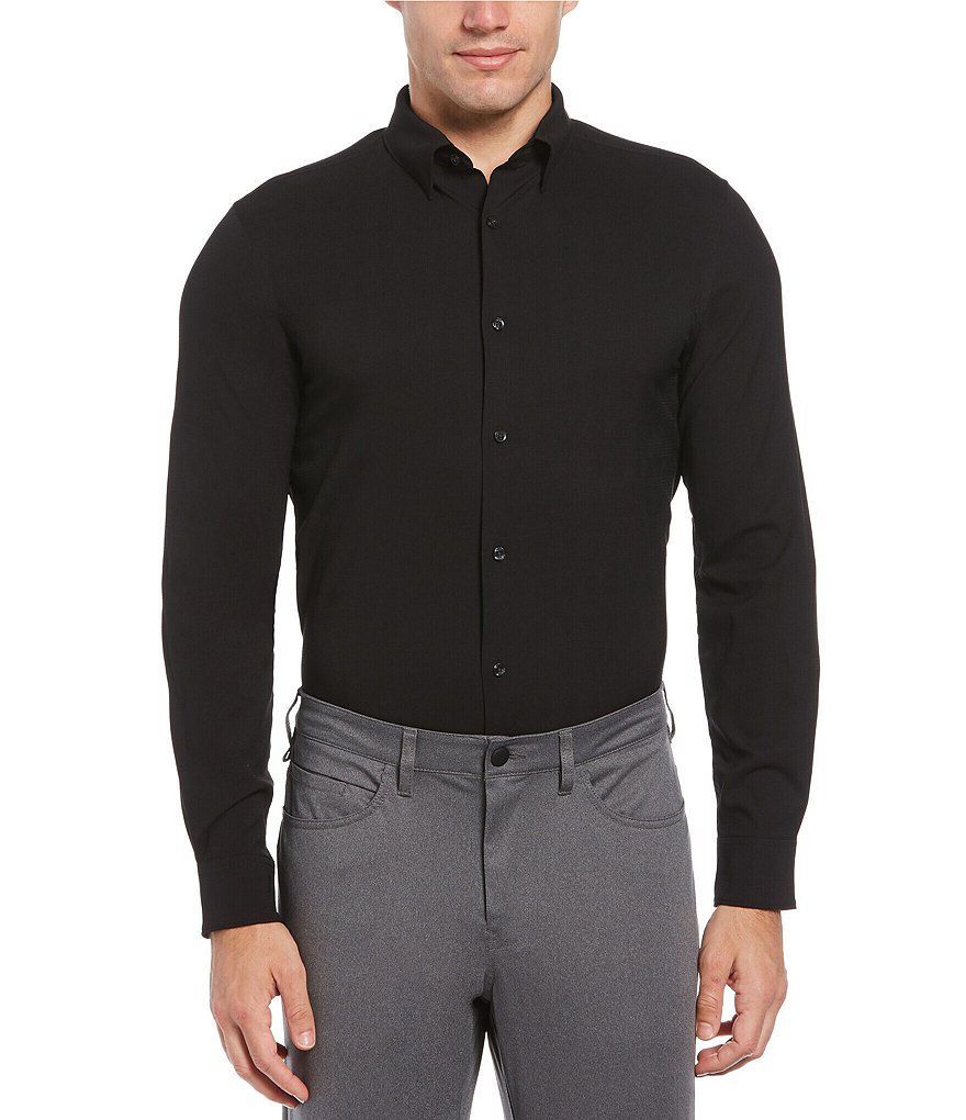 Perry Ellis Slim-Fit Check Performance Stretch Long-Sleeve Woven Shirt