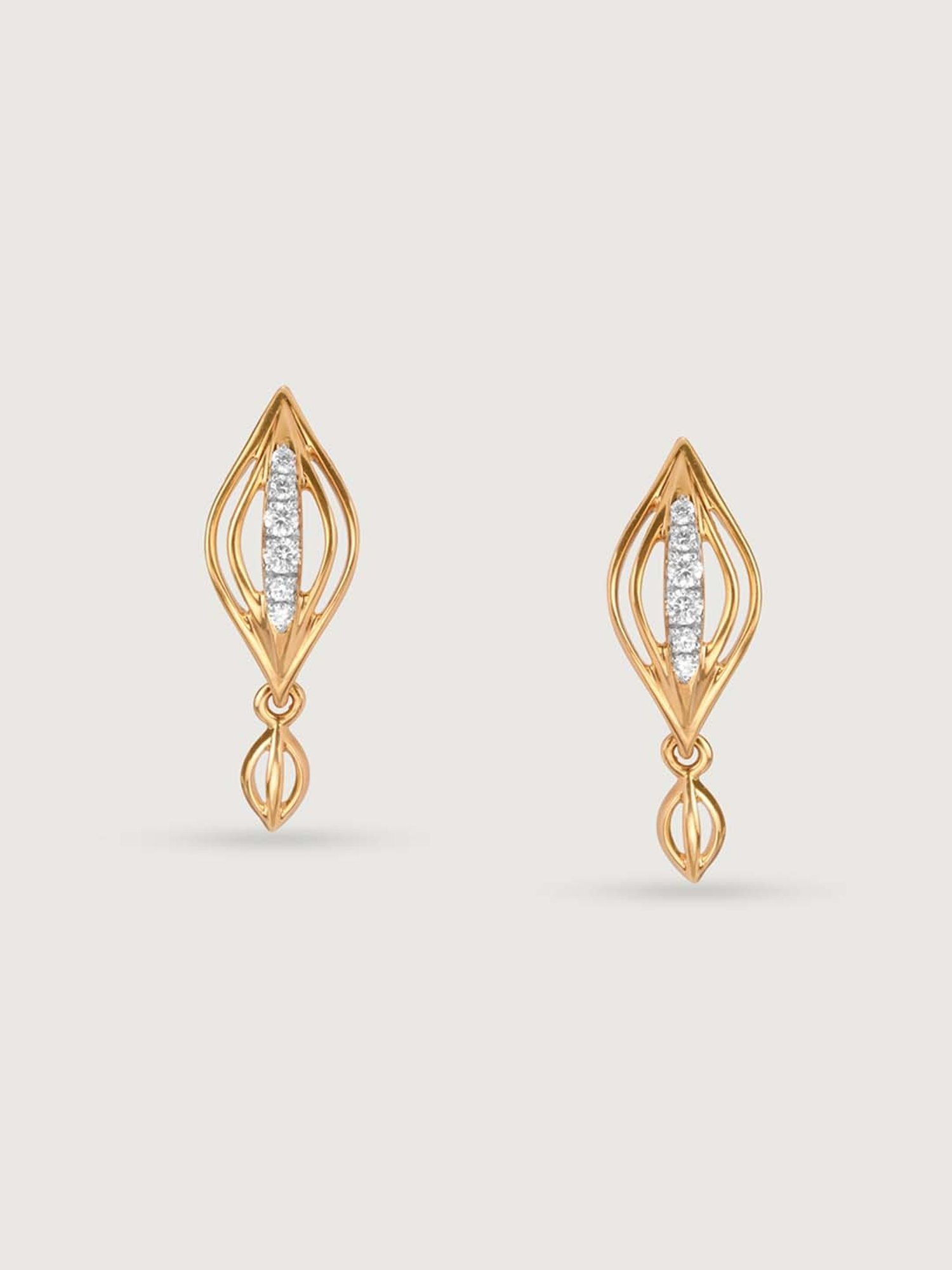 Mia by Tanishq Breezy Elegance 14k Gold & Diamond Drop Earrings for Women