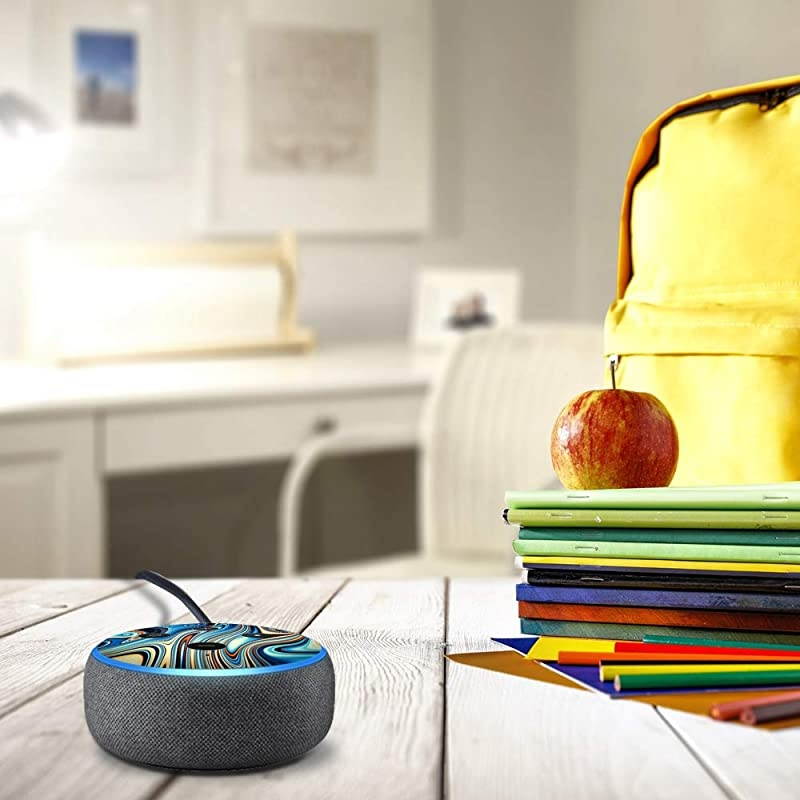 Oragne Psychadelic Oil Slick Vinyl Decal Skin Compatible with  Echo Dot 3rd Generation Alexa Decorations for Your Smart Home Speakers Great Gift for mom dad Birthday Kids