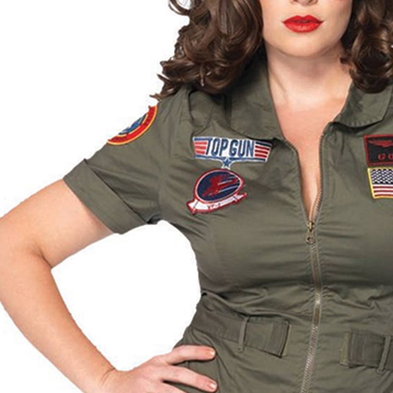 Adult Plus Size Top Gun Dress Halloween Costume Green 2X