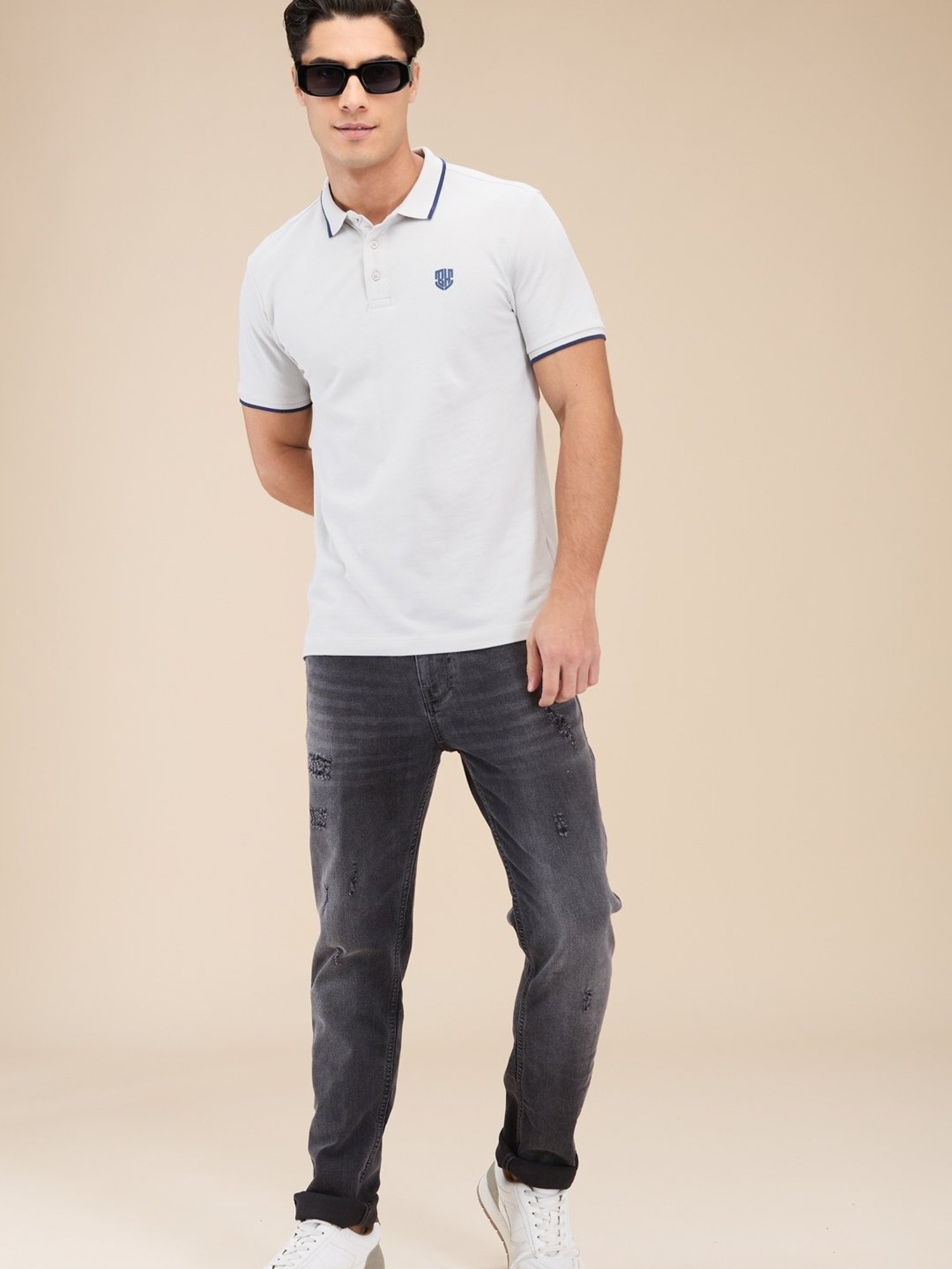 Being Human Grey Regular Fit Polo T-Shirt