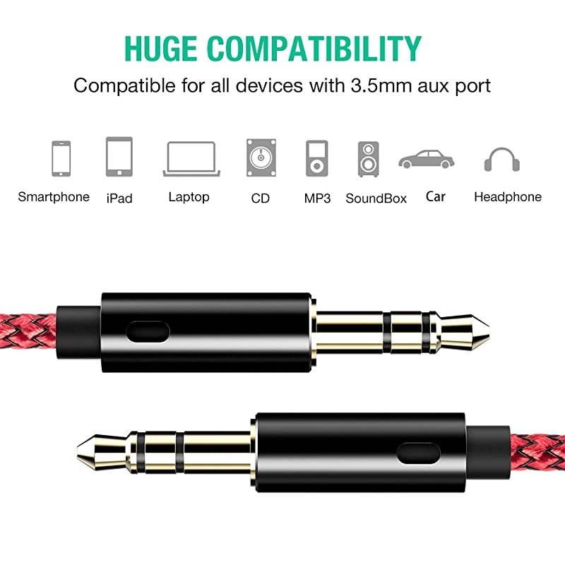 AUX Cable 2Pack8ftHiFi Sound Quality 35mm Auxiliary Audio Cable Nylon Braided AUX Cord for CarHome StereosSpeakeriPhone iPod iPadHeadphonesSony BeatsEcho Dot More