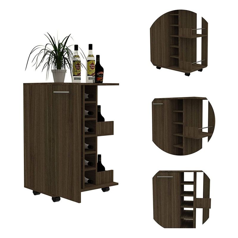 Flash Furniture Castleberry Rustic Wood Grain and Iron Kitchen Serving and Bar Cart