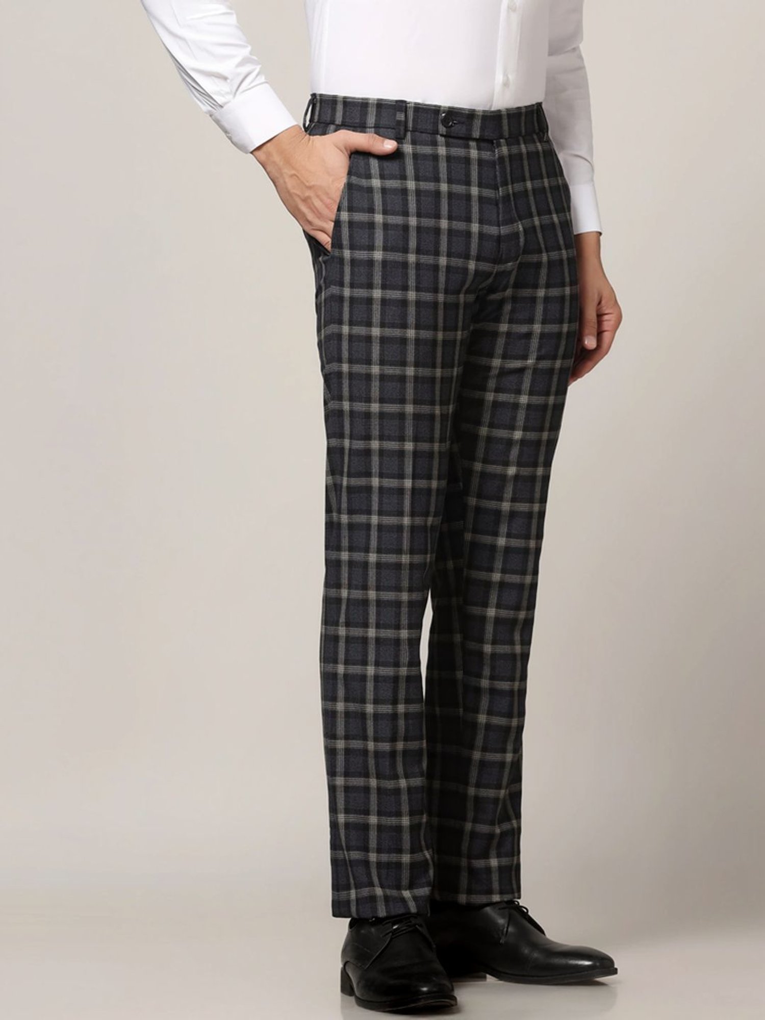 Arrow Navy Regular Fit Trousers