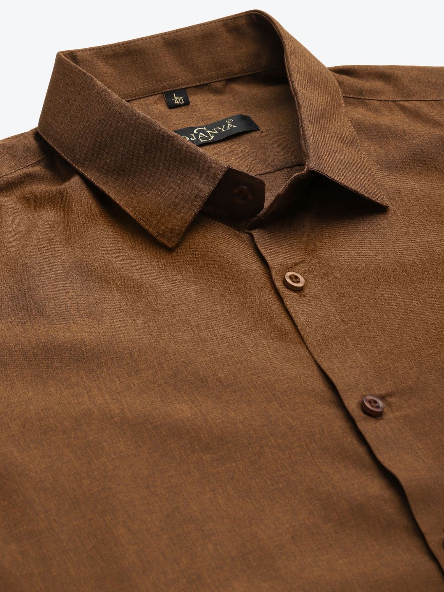 Sojanya Brown Cotton Regular Fit Self Pattern Shirt