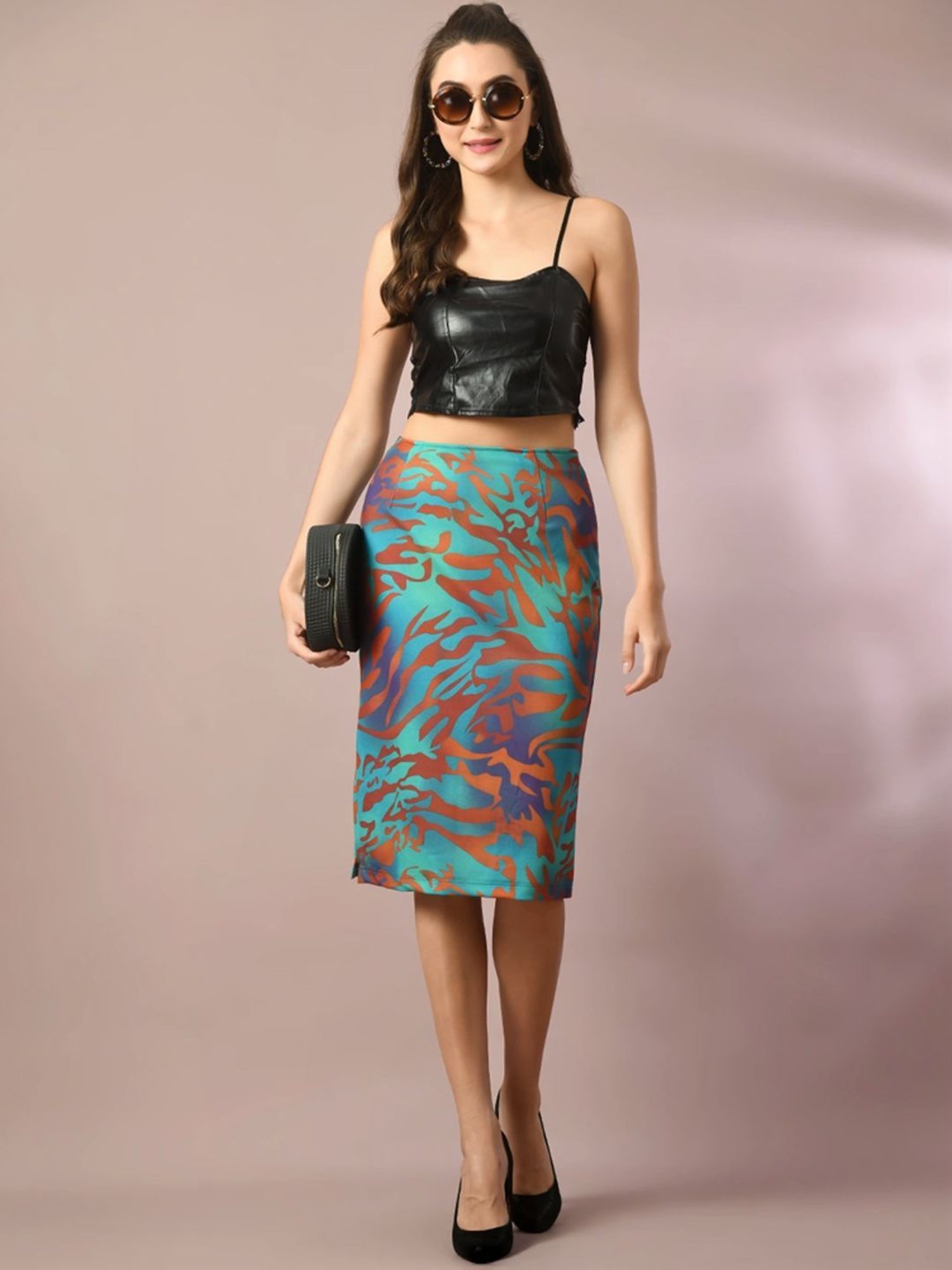 Myshka Multicolored Printed Bodycon Skirt