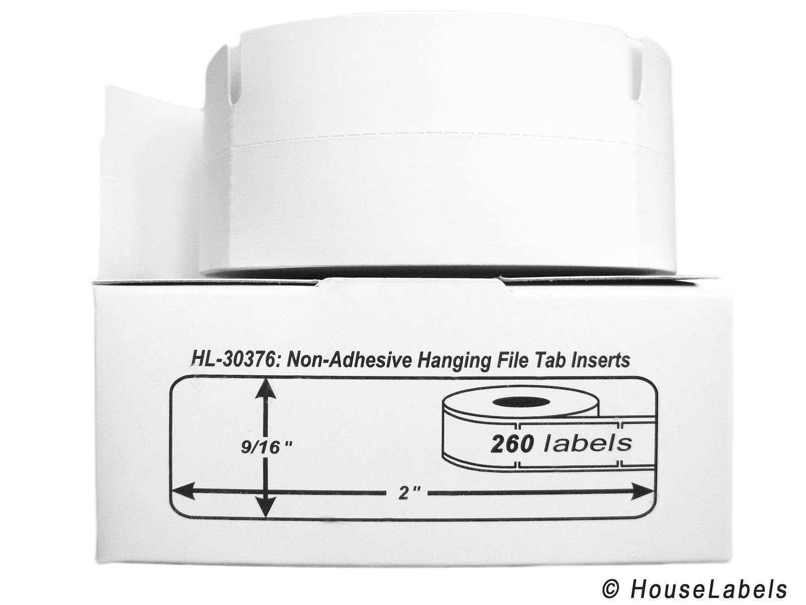 DYMO-Compatible 30376 Hanging File Tab Inserts (9/16" x 2") -- BPA Free! (16 Rolls; 260 Inserts per Roll)