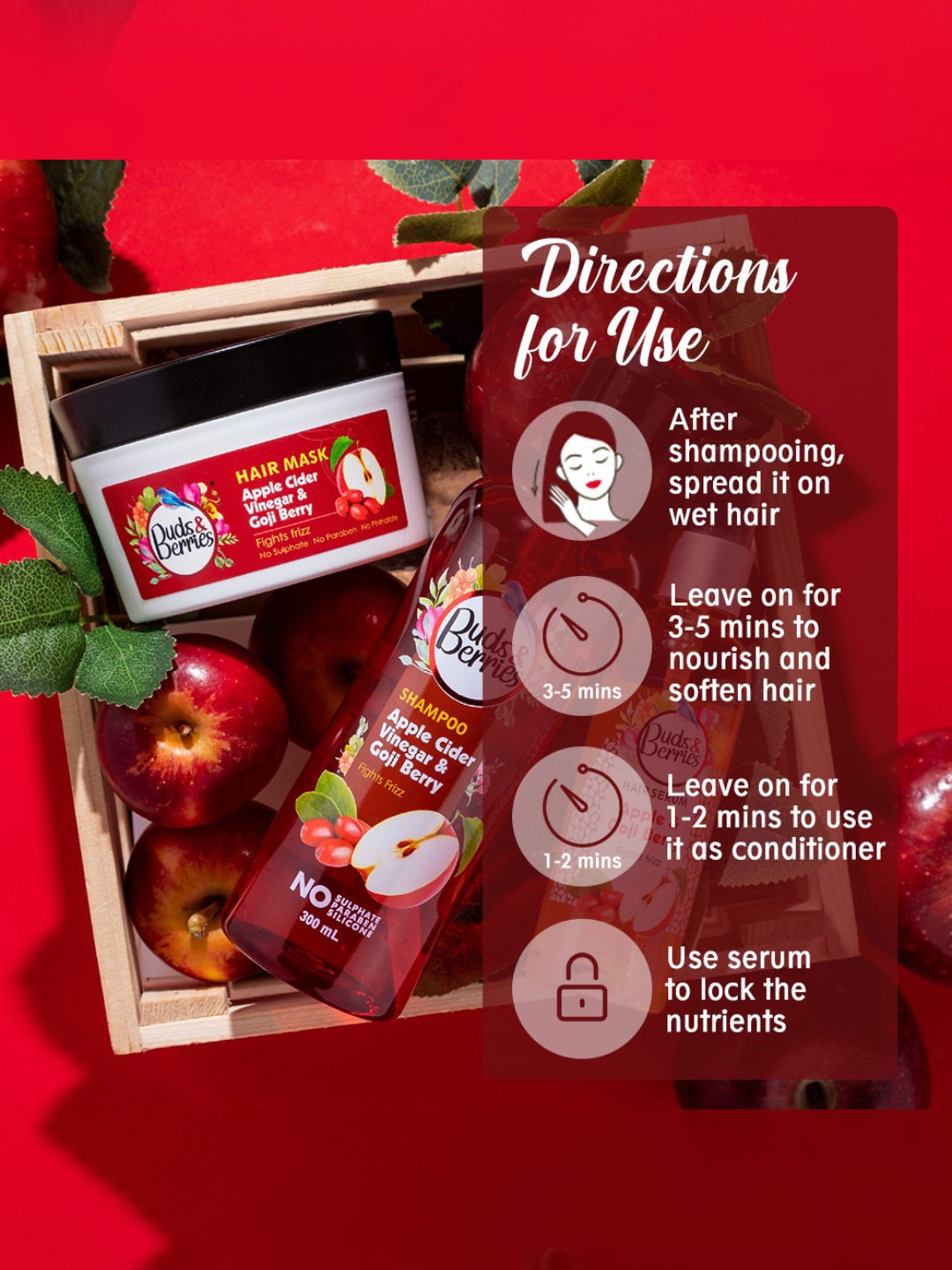 Buds & Berries Apple Cider Vinegar & Goji Berry Fights Frizz Hair Mask - 200 ml