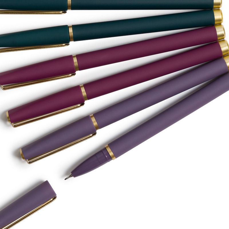 6pk Felt Tip Pens Soft Touch Catalina Emerald/Maroon/Purple Black Ink - U Brands