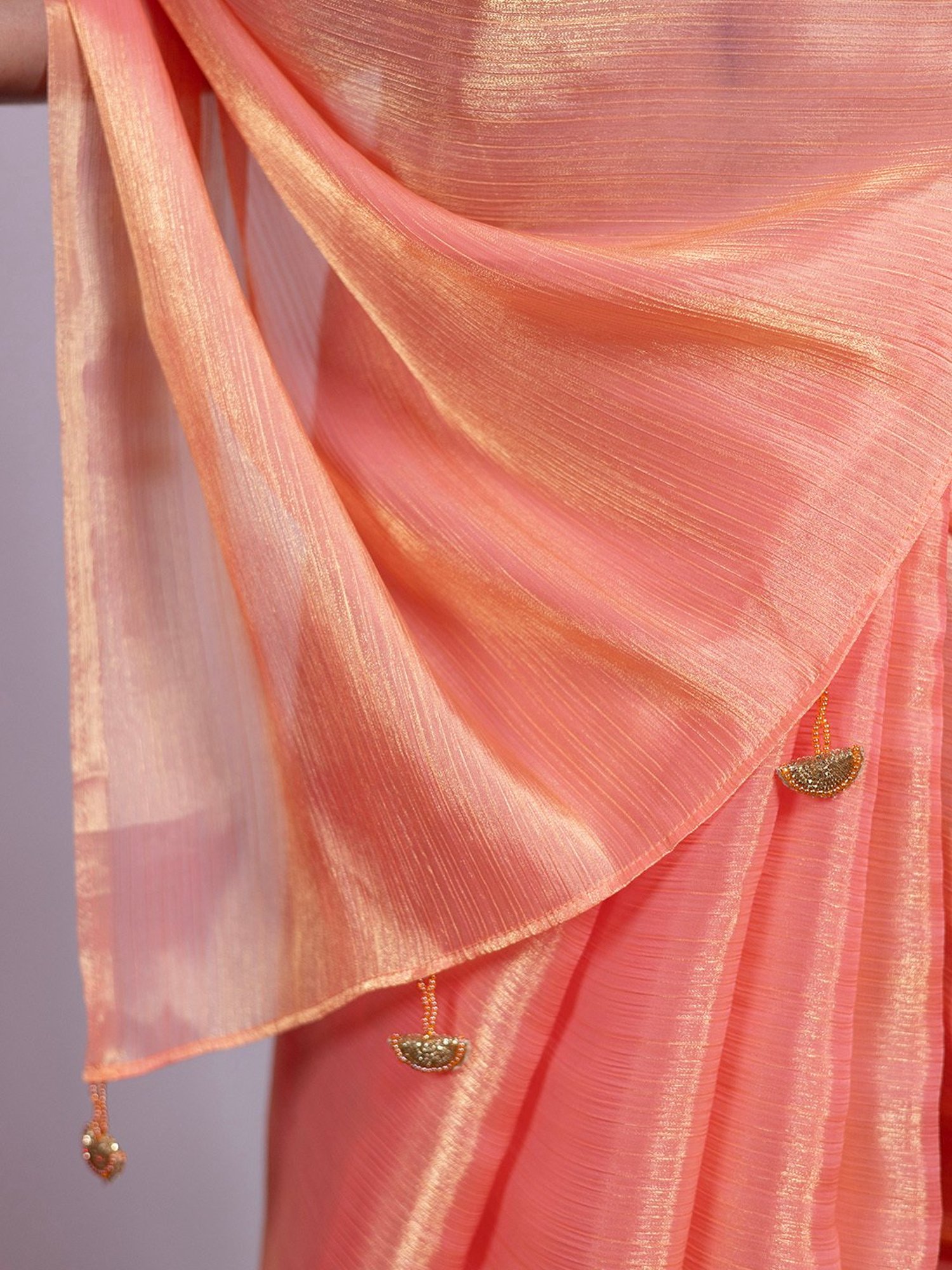Swtantra Peach Sarees With Unstitched Self Blouse
