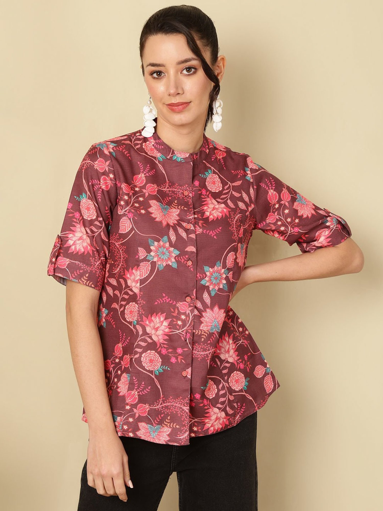 Jaipur Kurti Brown Printed Tunic