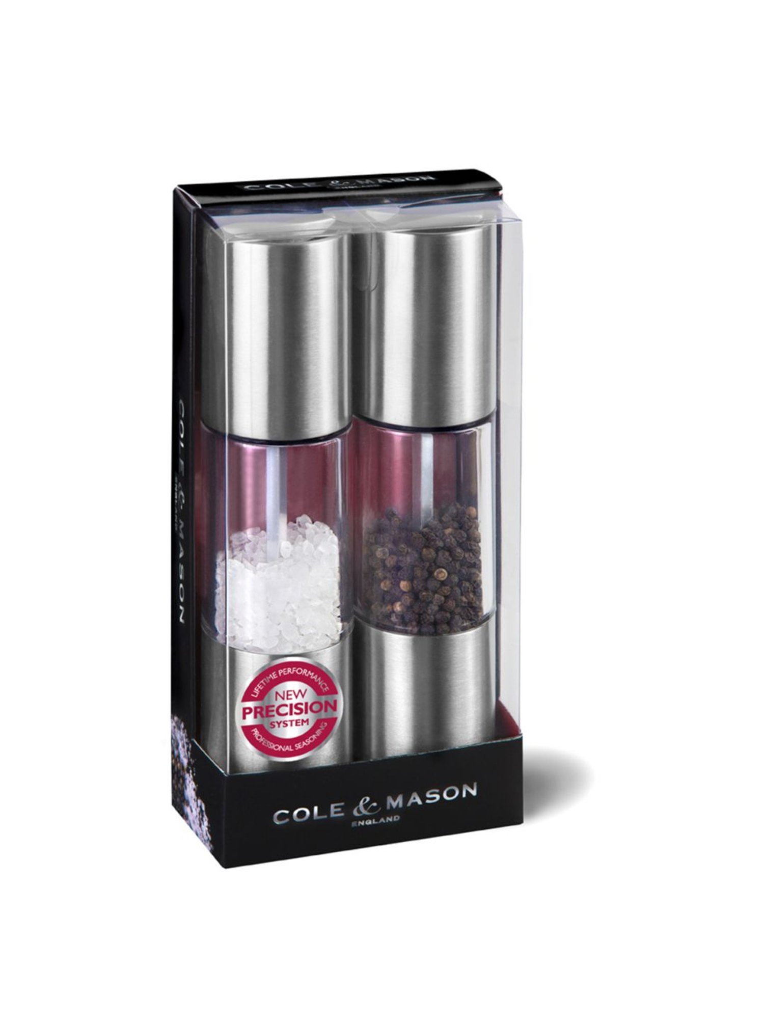 COLE & MASON Transparent Stainless Steel Salt & Pepper Mill