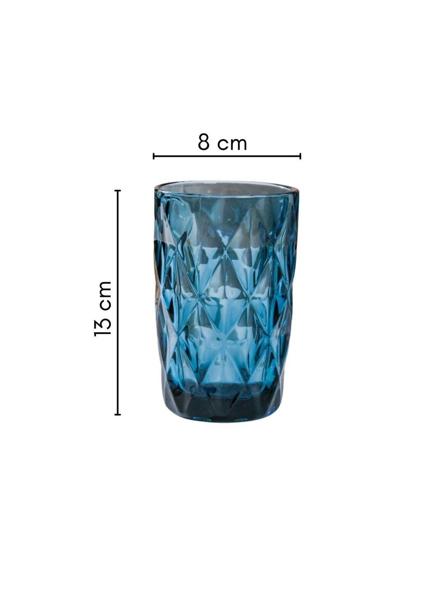 Nestasia high quality geometric design Crystal Blue large tumbler drinkware (Set of 6, each 350 ml)