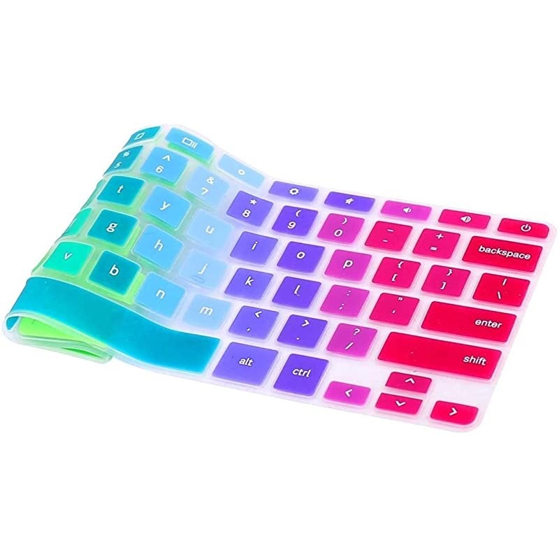 2pcs] Keyboard Cover Skin for Samsung chromebook 4, Samsung Chromebook 11.6/15.6 inch Chromebook 2 XE500C12, Chromebook 3 XE500C13,Chromebook Plus V2 2-in-1 XE520QAB 12.2(Rainbow+Clear)