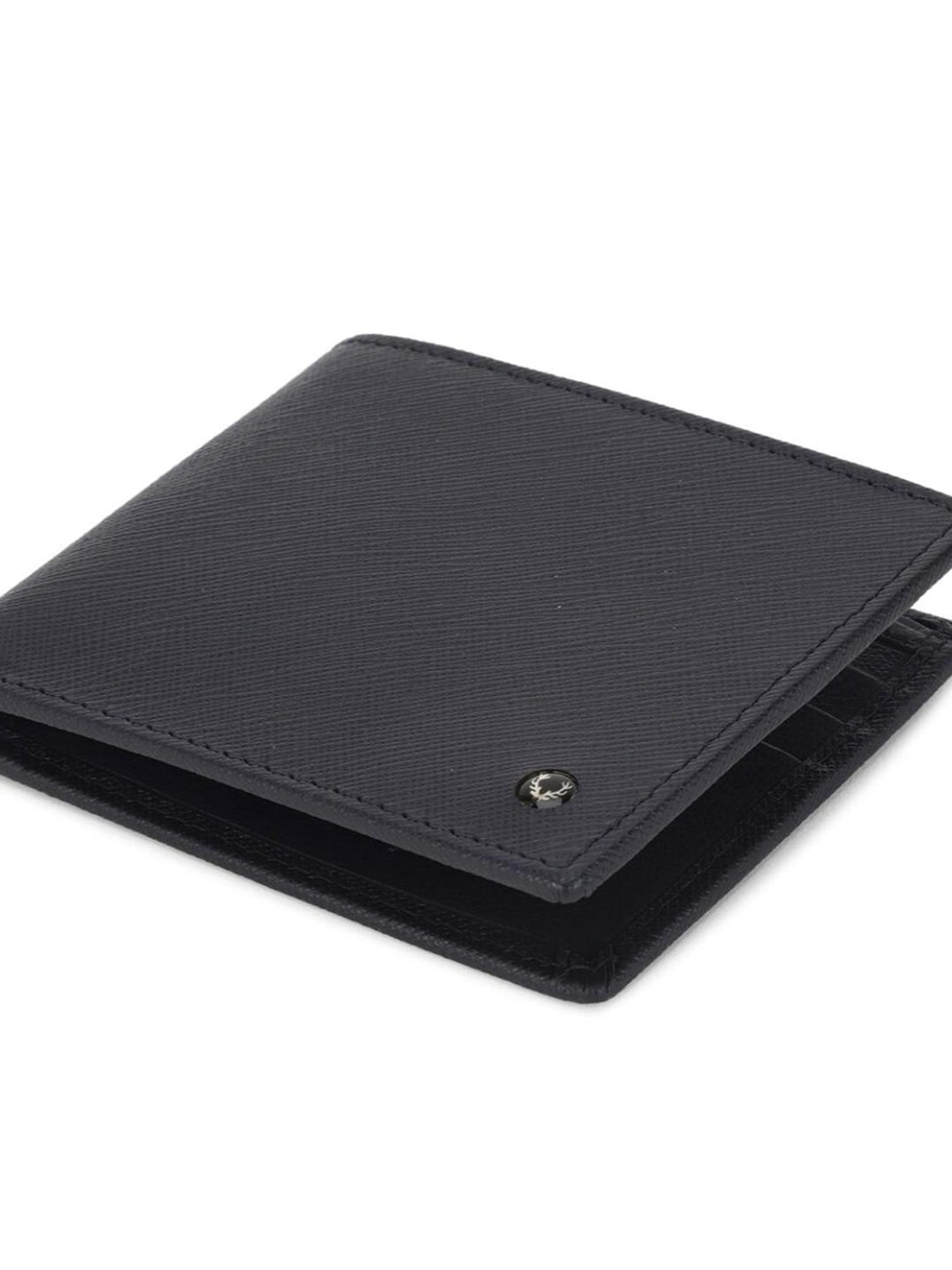 Allen Solly Navy Textured Leather Bi-Fold Wallet for Men