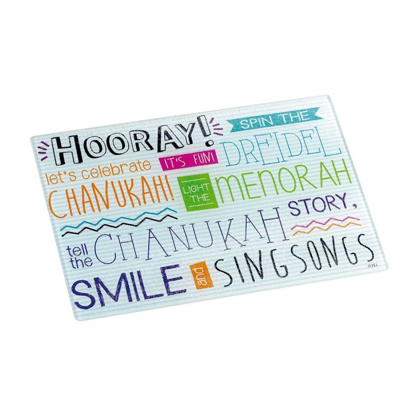 Rite Lite 11.75" Let's Celebrate Chanukah Hanukkah Menorah Tempered Glass Drip Tray - Blue