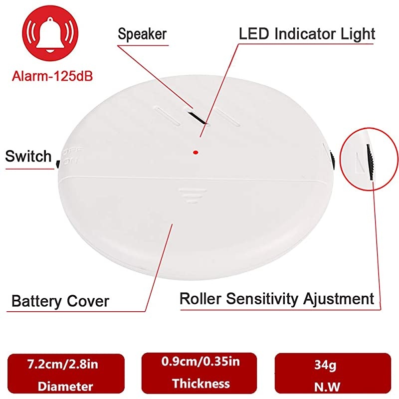 Alarm 125dB Loud Vibration Sensors Alarm-Easy Installation - Fits for Home, Office,Apartment & RV Security (6 Set Black)