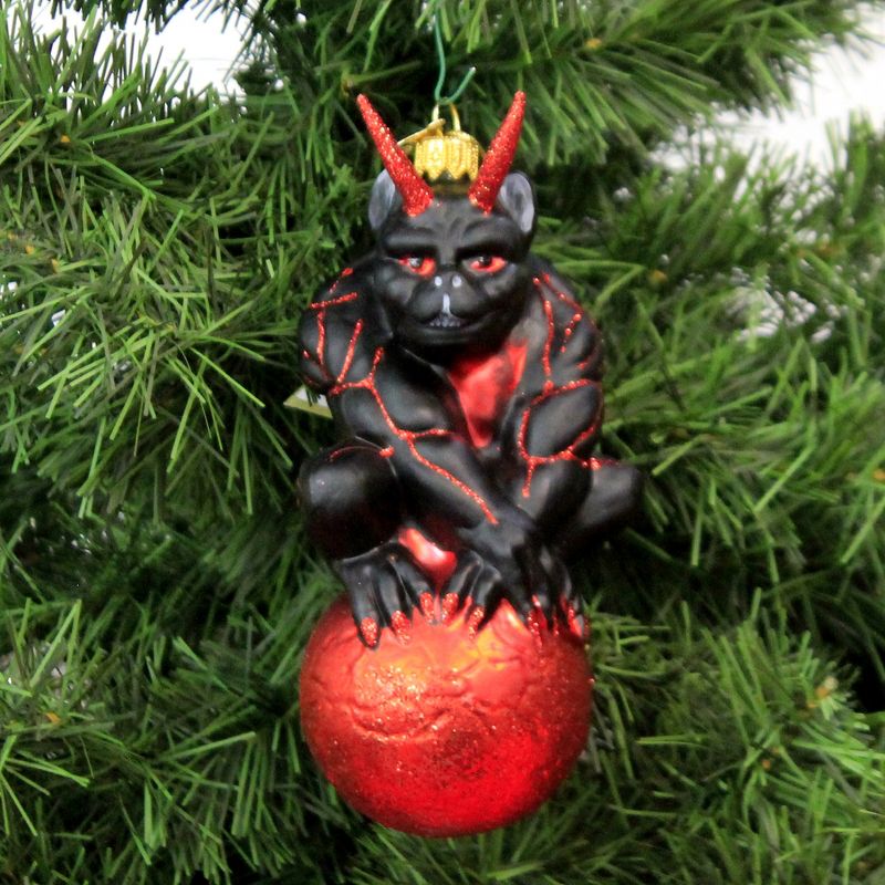 Morawski 5.75" Red & Black Gargoyle Ornament Halloween Gothic  -  Tree Ornaments