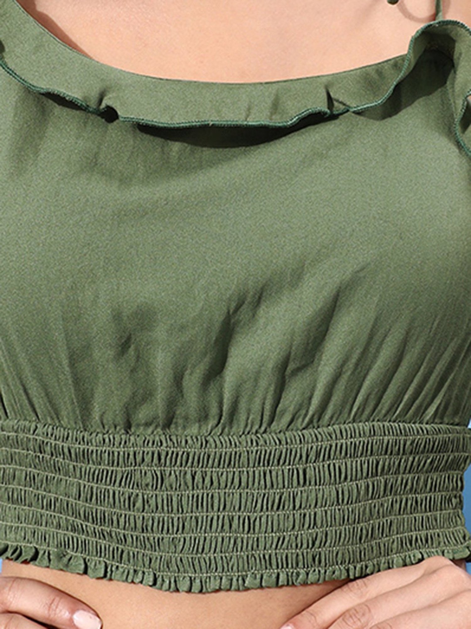 KASSUALLY Green Relaxed Fit Crop Top