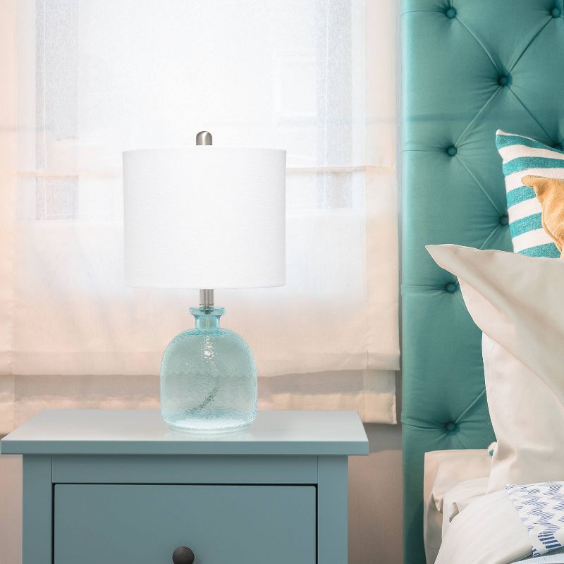 Hammered Glass Jar Table Lamp with Linen Shade Silver - Lalia Home