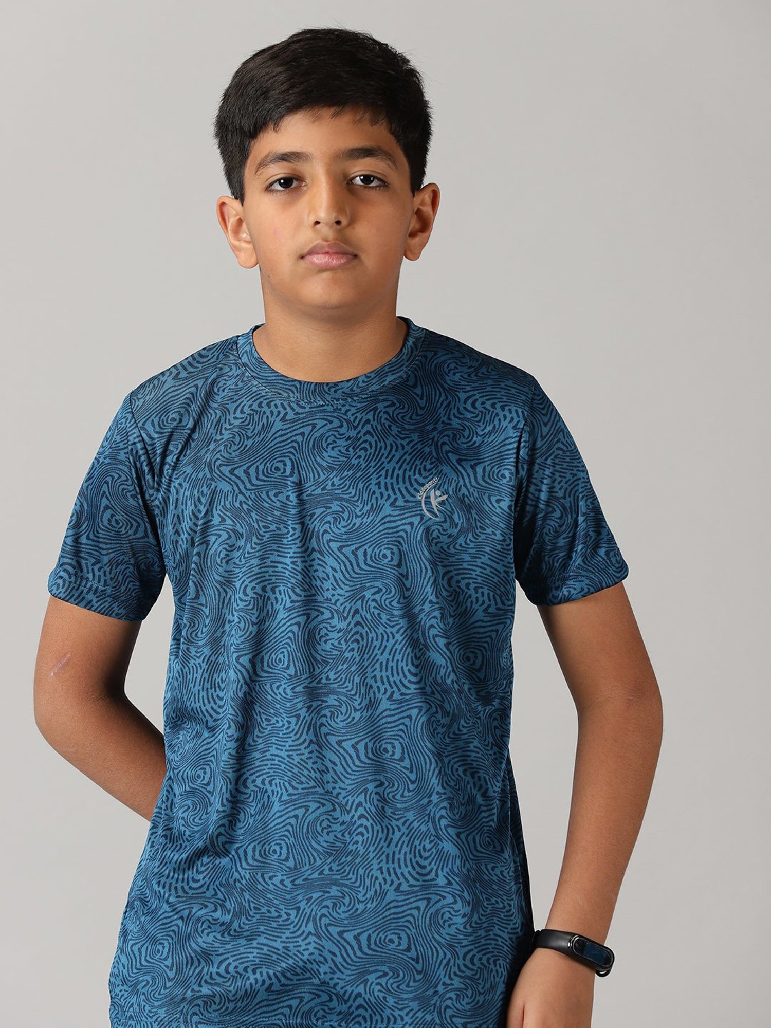 Kiddopanti Kids Turquoise Printed T-Shirt