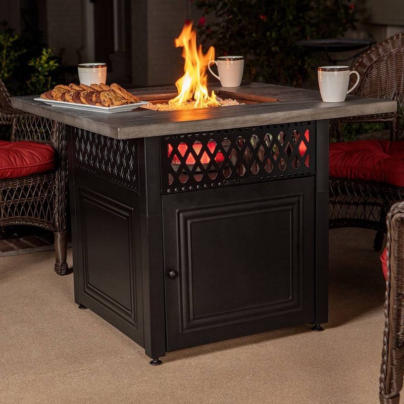 Dakota Dual Heat Gas Outdoor Fire Pit/Patio Heater with Wood-Look Resin Mantel - Endless Summer