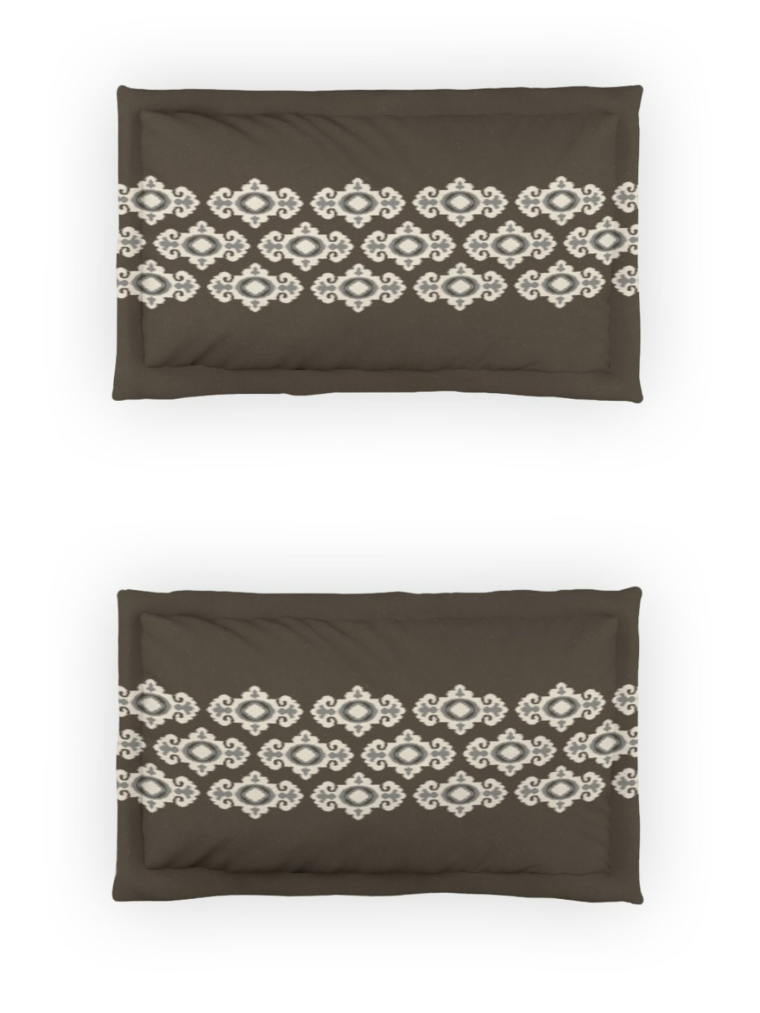 DDecor Ethnic Grey 144 TC Cotton Queen Bedsheet with 2 Pillow covers