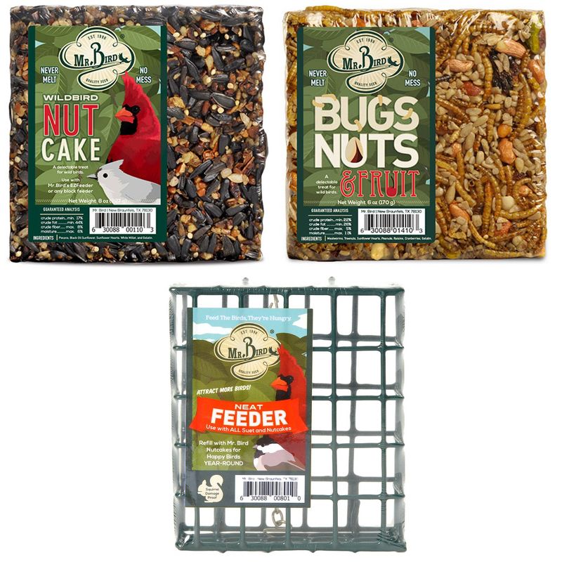 Home & Garden 5.0" Small Cakes & Cage Starter S/3. No Mess Bugs Nuts Fruit Bird Mr Bird  -  Bird And Wildlife Food