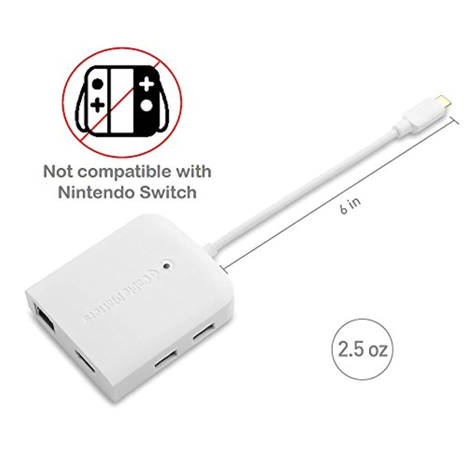 Cable Matters USB C Hub with HDMI 4K, 80W Charging, Gigabit Ethernet, and 3X USB in White - USB-C and Thunderbolt 3 Port Compatible with Surface Pro7, MacBook Pro, Dell XPS and More (201048-WHT)