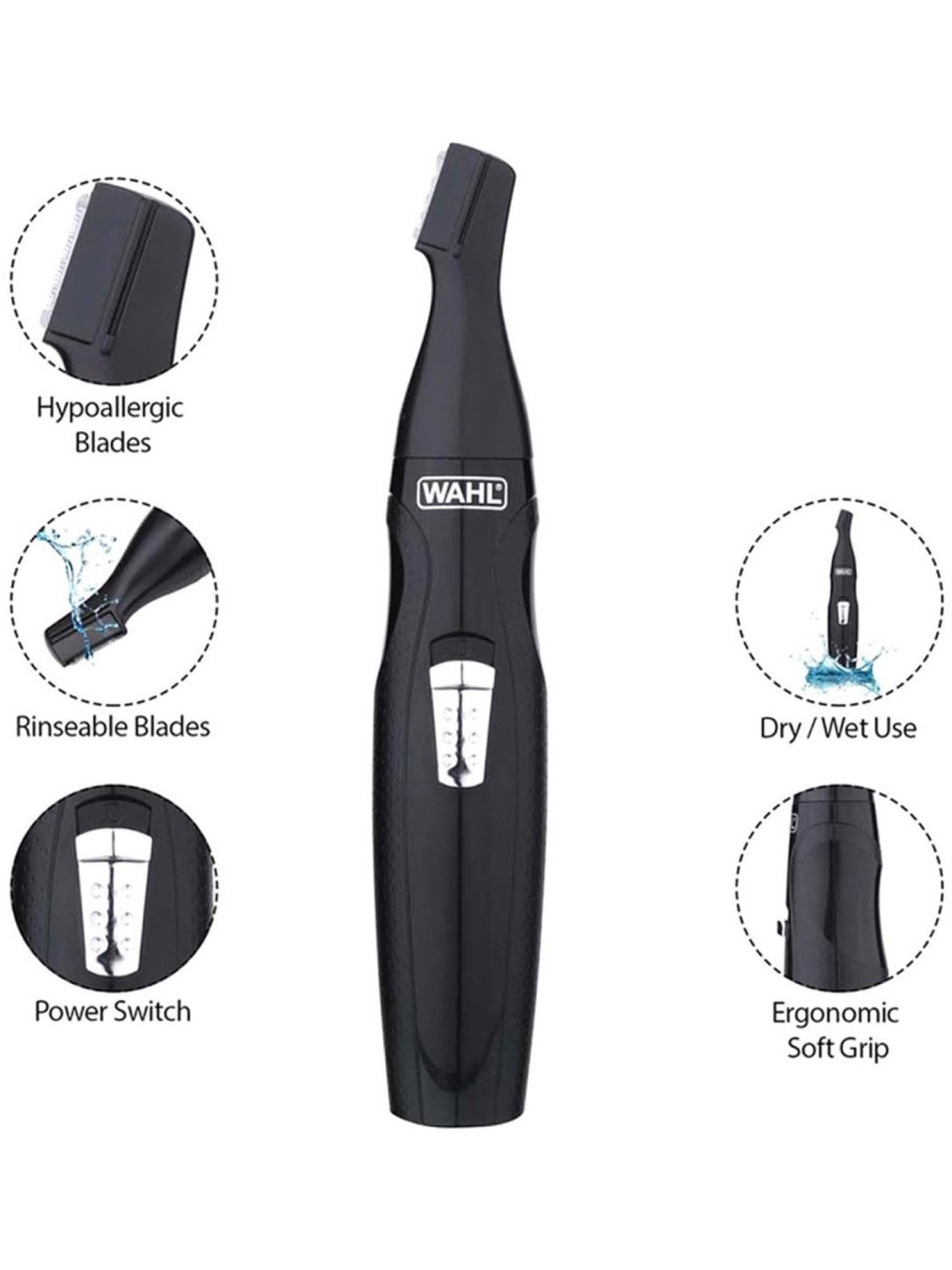 Wahl Mini GroomsMan 5608-524 Rechargeable Trimmer for Men (Black)