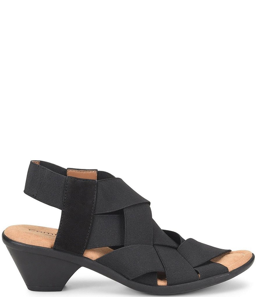 Comfortiva Farrow Elastic & Suede Woven Block Heel Sandals