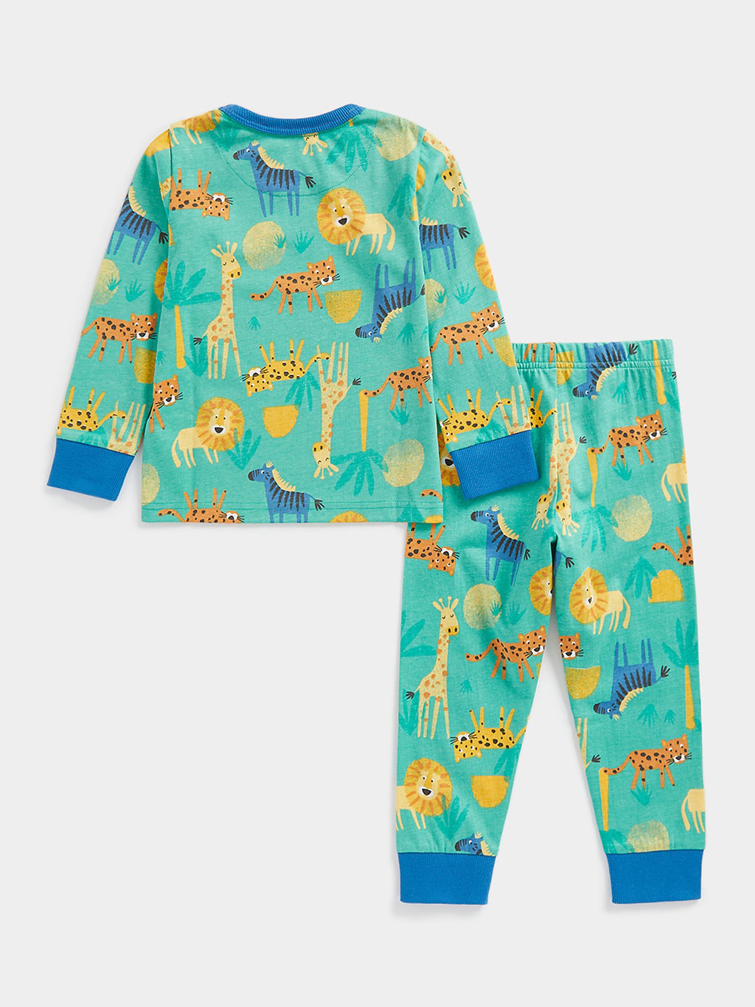 Mothercare Kids Sea Green Printed Full Sleeves T-Shirt with Pyjamas