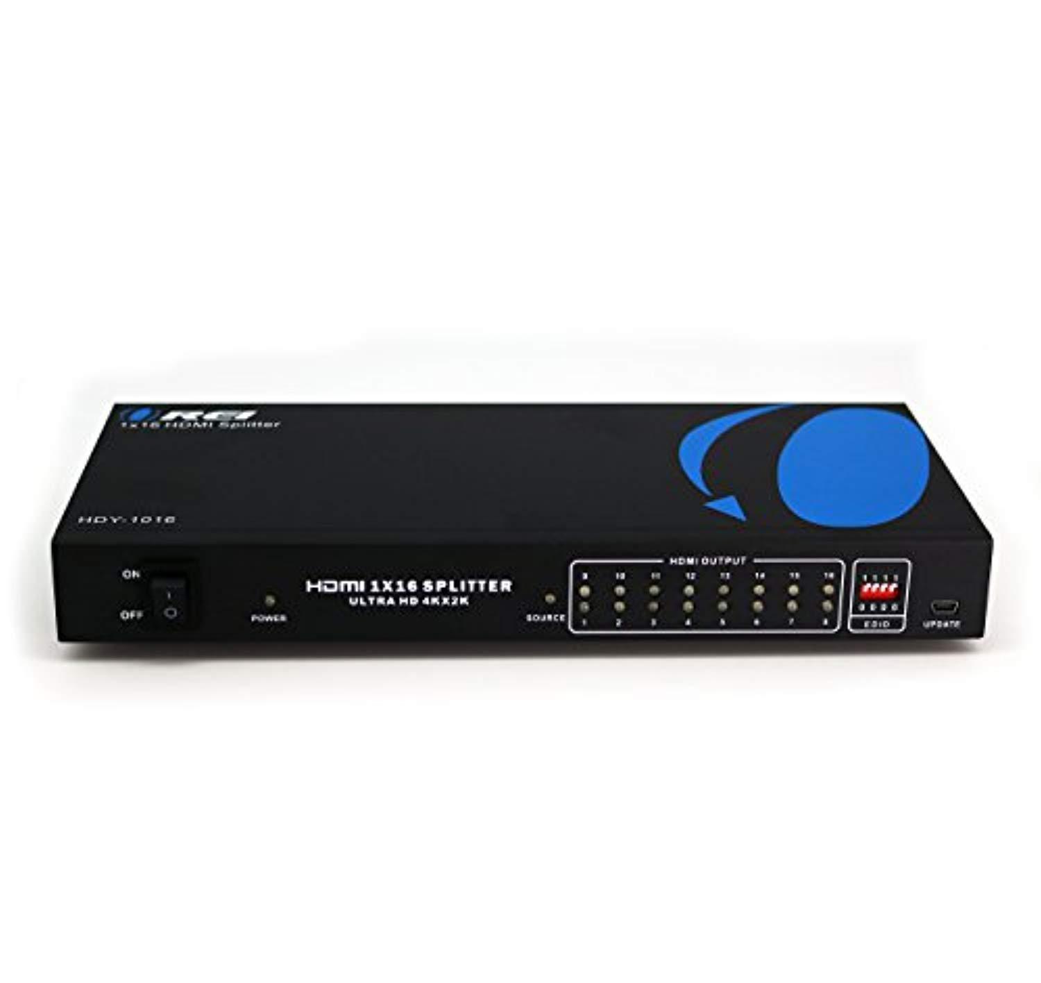 orei 1x16 2.0 hdmi splitter 2 ports with full ultra hdcp 2.2, 4k at 60hz & 3d supports edid control - hdy-1016