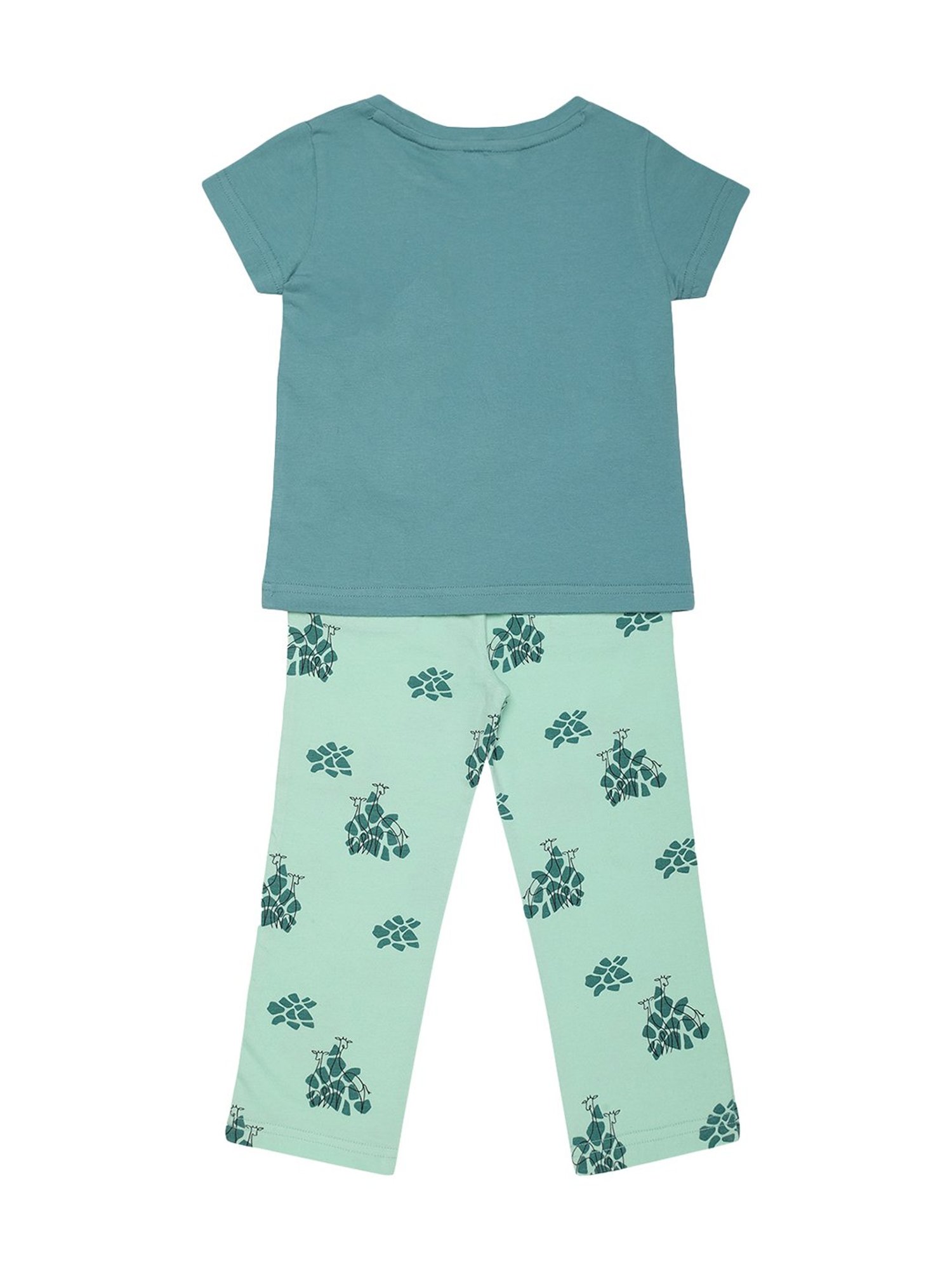 Mystere Paris Kids Green Cotton Printed Top & Pyjamas