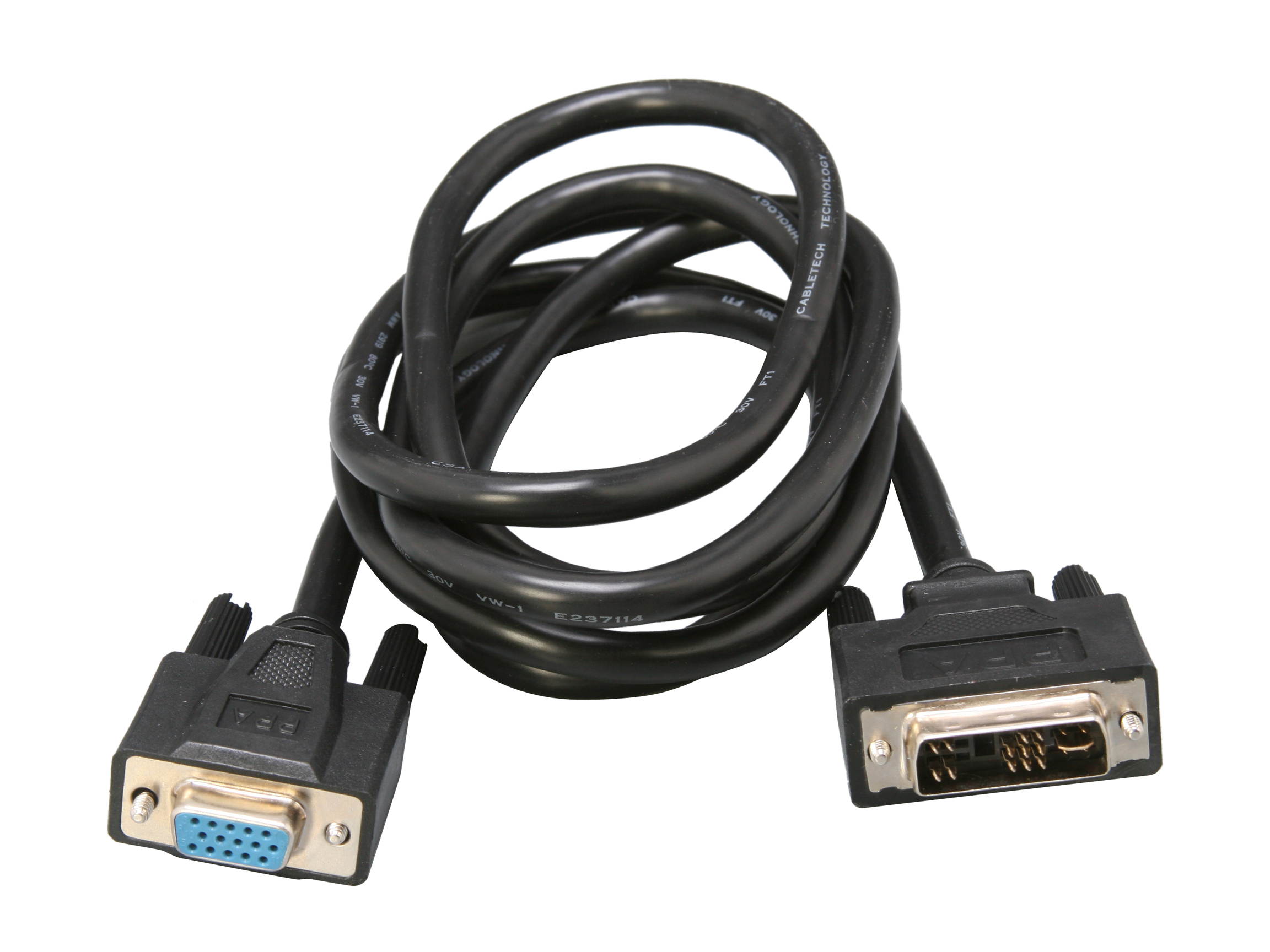 DAT 7208D Black Male to Female DVI Male to VGA Female Cable