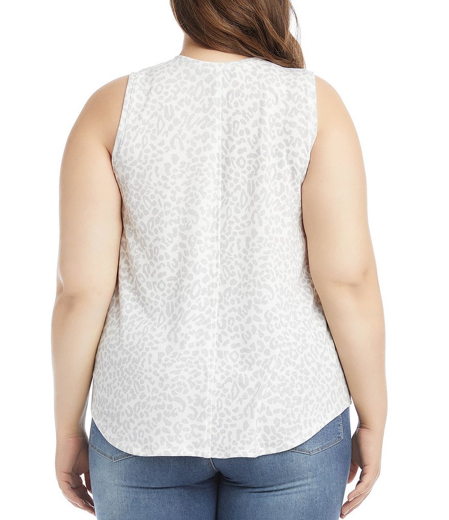 Karen Kane Plus Size Leopard Print Soft Knit Round Neck Sleeveless Tank Top