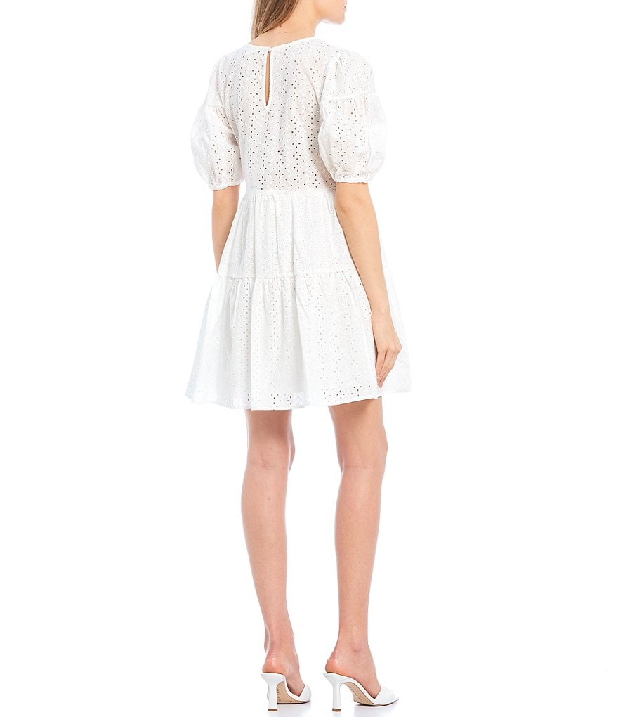 GB Puff Sleeve Eyelet Dress