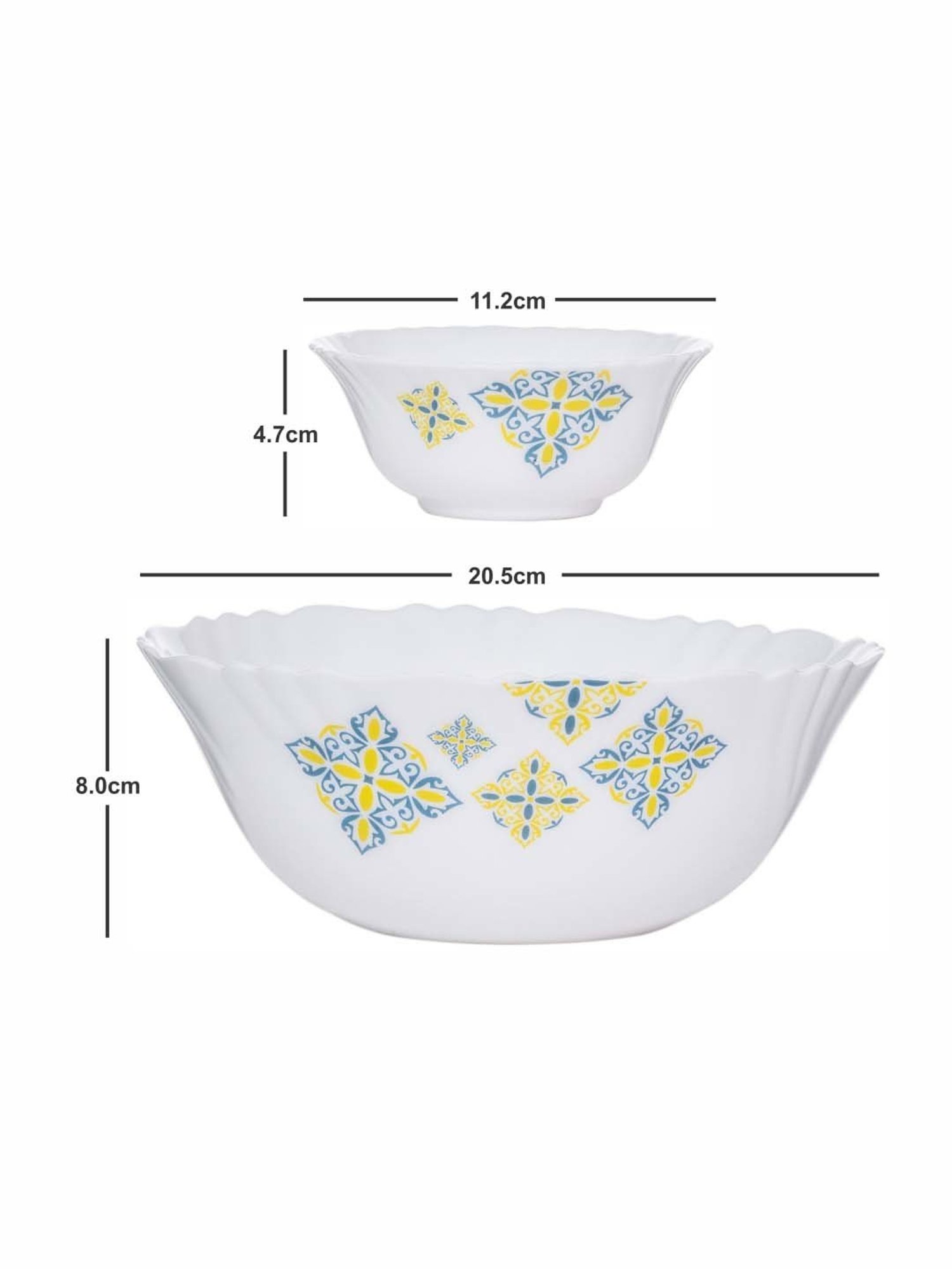 Cello White Opalware 7-Piece Dessert Bowl & Serving Bowl Set
