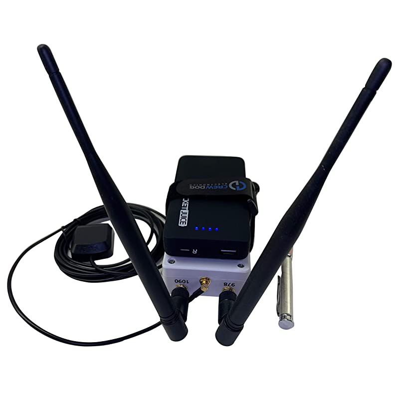 ADS-B Dual Band Receiver Aviation Weather and Traffic - External WAAS GPS, AHRS, Battery Pack, Suction Mount, Antennas, SDR